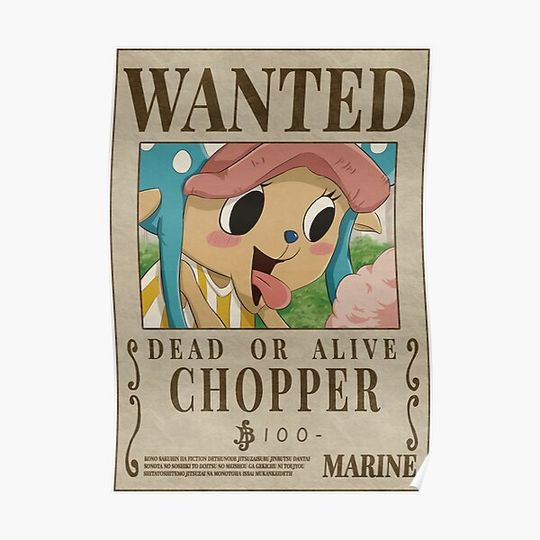 Discover CHOPPER bounty wanted poster one piece Premium Matte Vertical Poster