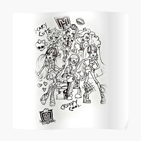 Discover MONSTER HIGH SKETCH ART Premium Matte Vertical Poster