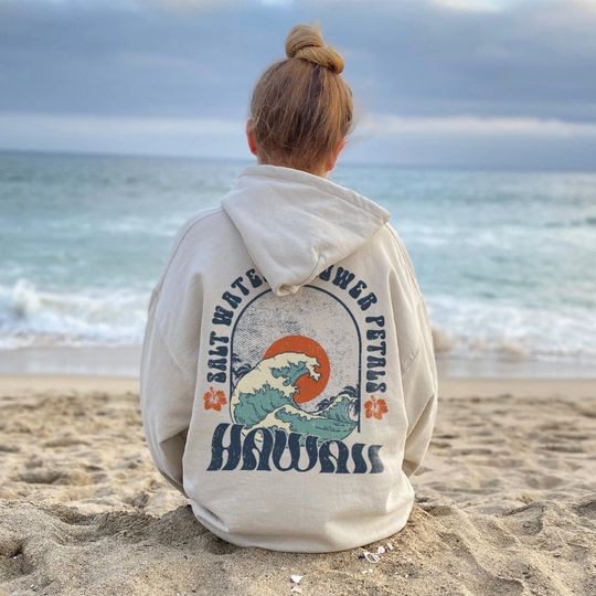 Discover Hawaii  Surf Hoodie, Coconut Girl Aesthetic Hoodie