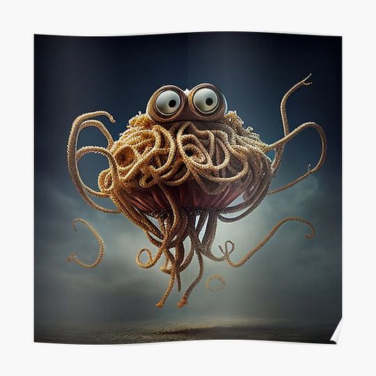 Discover Flying Spaghetti Monster Digital Artwork Premium Matte Vertical Poster