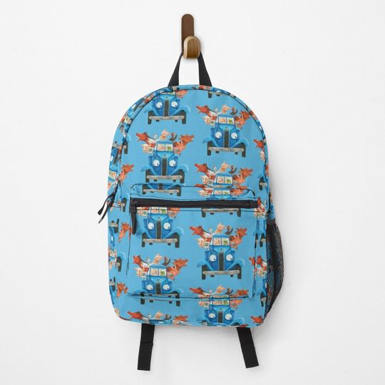 Discover Little blue truck with farm animals classic illustration Backpack