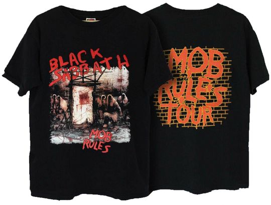 Discover Vintage 90S Black Sabbath Mob Rules Album Couverture Tee Tshirt