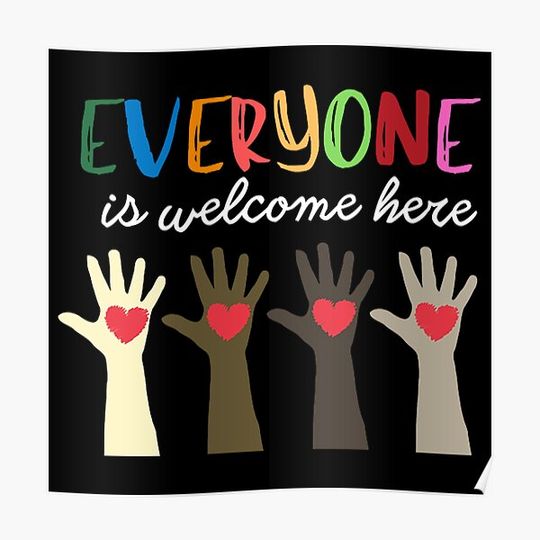 Discover rainbow everyone is welcome here 5 White Premium Matte Vertical Poster