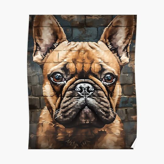 Discover Fawn French Bulldog Graffiti Premium Matte Vertical Poster