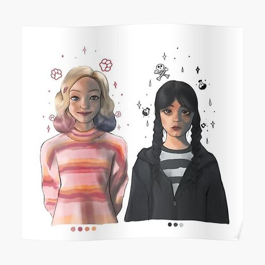 Discover Wednesday and Enid Premium Matte Vertical Poster