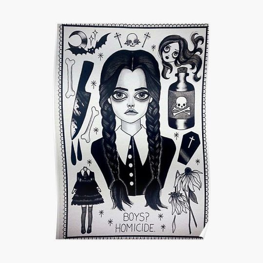 Discover Wednesday Addams Boys Homicide Netflix Poster Premium Matte Vertical Poster