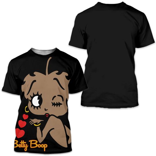 Discover Vintage Handmade Black Betty Boop Graphic Tee - Black-Owned Clothing