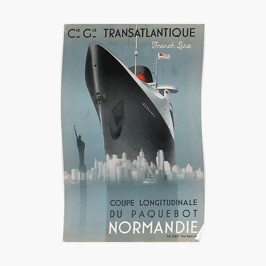 Discover Vintage Ocean Liner Poster Normandie Premium Matte Vertical Poster