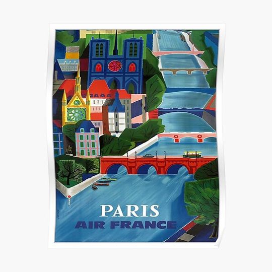 Discover Vintage Paris Travel Poster Premium Matte Vertical Poster