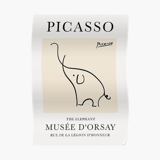 Discover Classic Art Line Picassos The Elephant Musee Dórsay Poster Premium Matte Vertical Poster