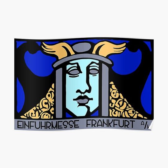 Discover Jugendstil Einfuhrmesse Frankfurt blue Premium Matte Vertical Poster