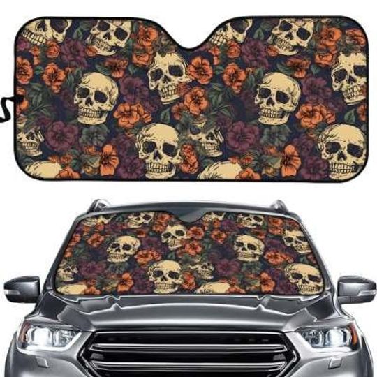 Discover Floral Goth Skull Skeletons Privacy Sunshade