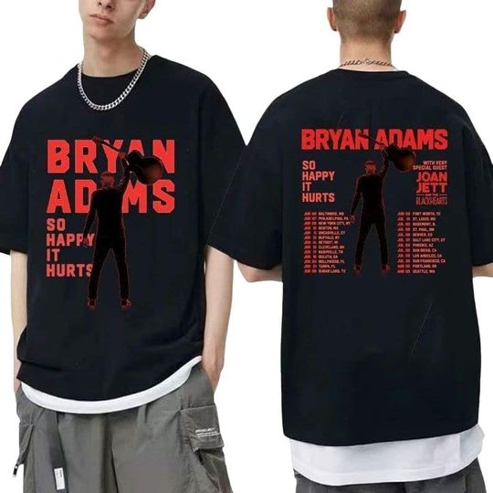Discover Bryan Adams 80's Band Shirt, Vintage Bryan Adams So Happy Hurts Tour 2023 Shirt