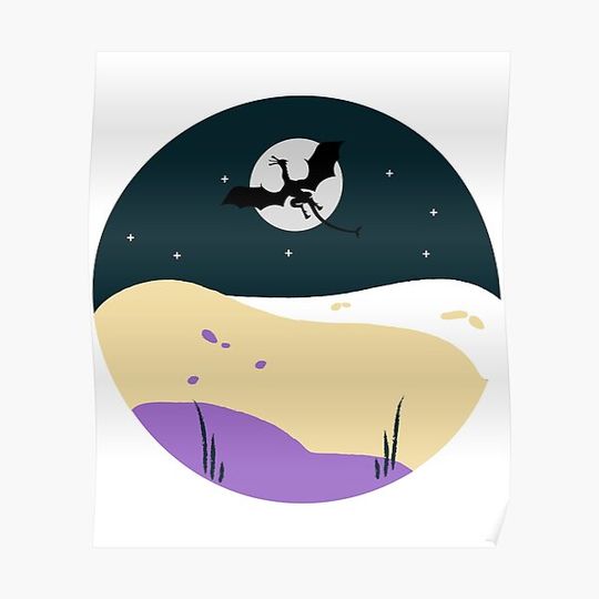 Discover Dragon flying across the moon Premium Matte Vertical Poster