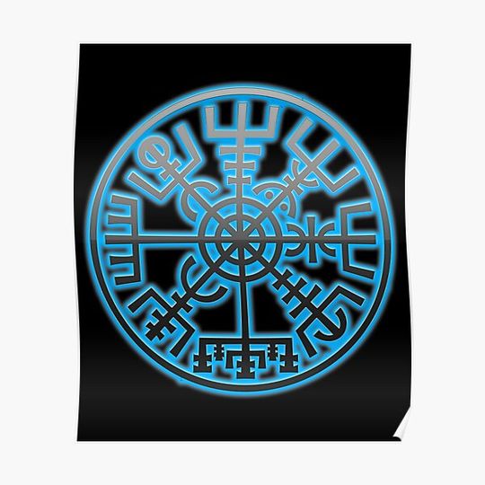 Discover Viking Navigation compass symbol runes Premium Matte Vertical Poster