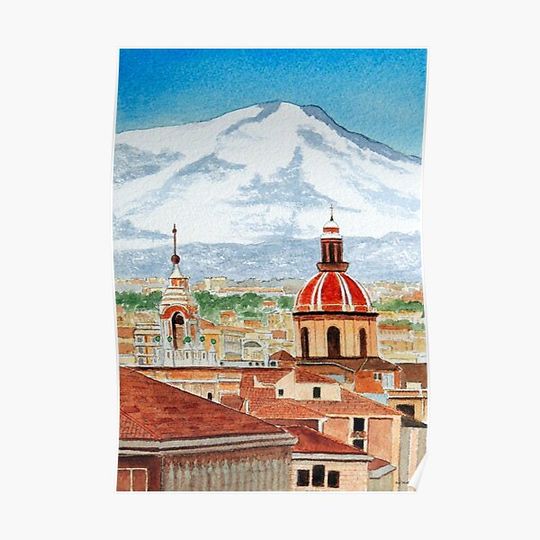Discover Catania Sicily And Mount Etna Premium Matte Vertical Poster