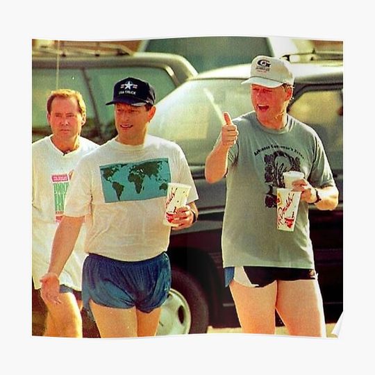 Discover Al Gore and Bill Clinton in short shorts, 1992. Premium Matte Vertical Poster