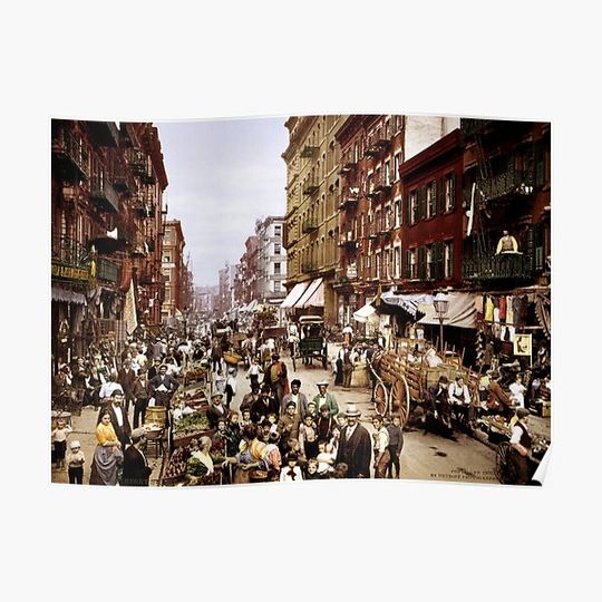 Discover New York City  Little Italy  Mulberry Street Premium Matte Vertical Poster
