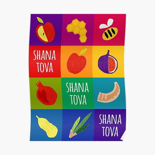 Discover Rosh Hananah Pop Art Oblong Premium Matte Vertical Poster