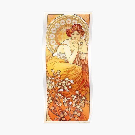 Discover Vintage Alphonse Mucha - Topaz -  c1900 Art Nouveau Premium Matte Vertical Poster