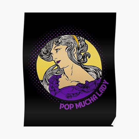 Discover Mucha Inspired Pop Lady v3 Premium Matte Vertical Poster
