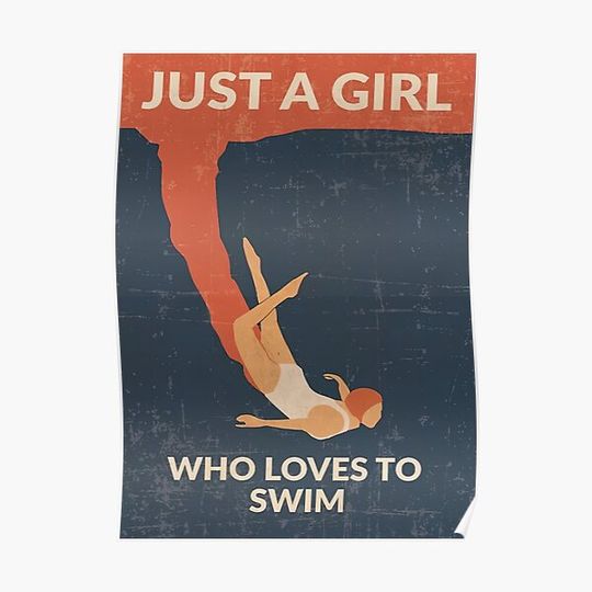 Discover Who Loves To Swim Just A Girl Premium Matte Vertical Poster
