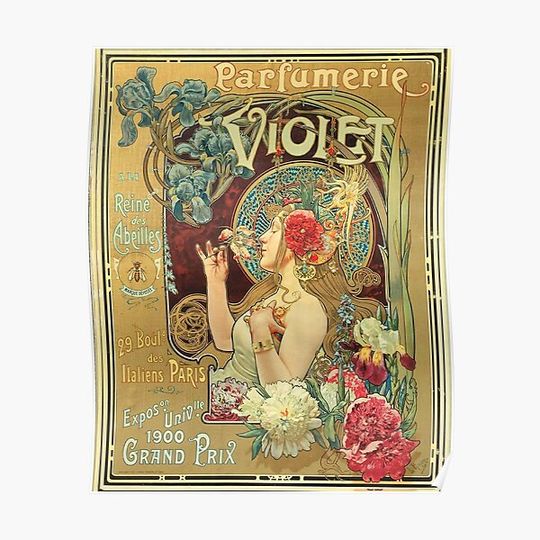 Discover Parfumerie Violet Antique Advertising Premium Matte Vertical Poster
