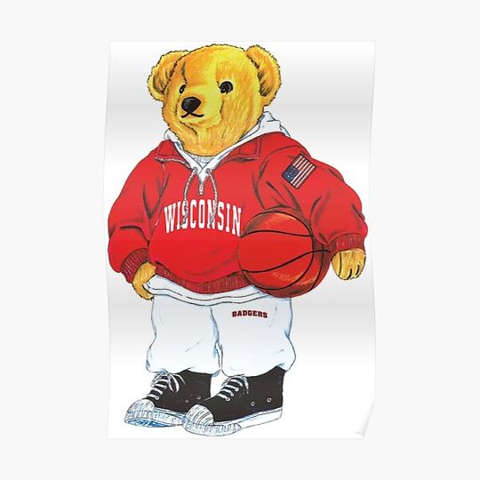 Discover University of Wisconsin Basketball Bear Premium Matte Vertical Poster
