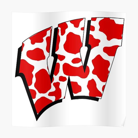 Discover Cow Print UW Madison Logo Premium Matte Vertical Poster
