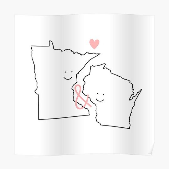 Discover Minnesota and Wisconsin Love Premium Matte Vertical Poster