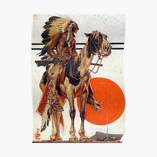Discover Joseph Christian Leyendecker Indian Sunset Premium Matte Vertical Poster