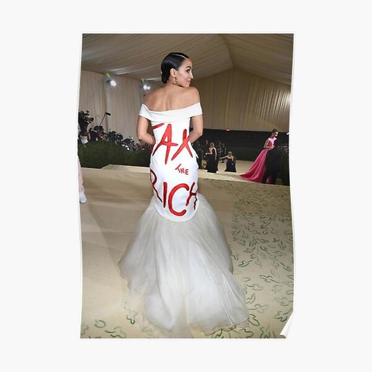 Discover Alexandria Ocasio-Cortez wearing her Tax The Rich dress Premium Matte Vertical Poster