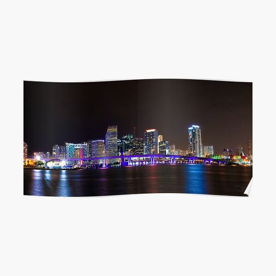 Discover Miami Skyline Premium Matte Vertical Poster