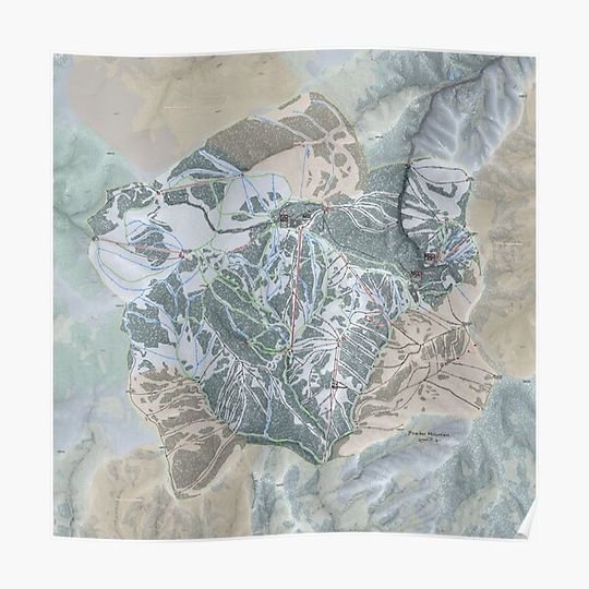 Discover Powder Mountain Resort Trail Map Premium Matte Vertical Poster