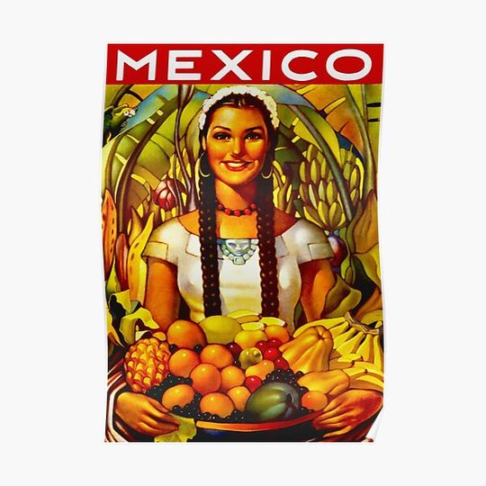 Discover Vintage Mexico Travel Poster - Fruit Premium Matte Vertical Poster