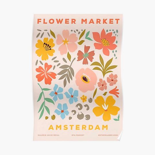 Discover Flower Market Amsterdam Premium Matte Vertical Poster
