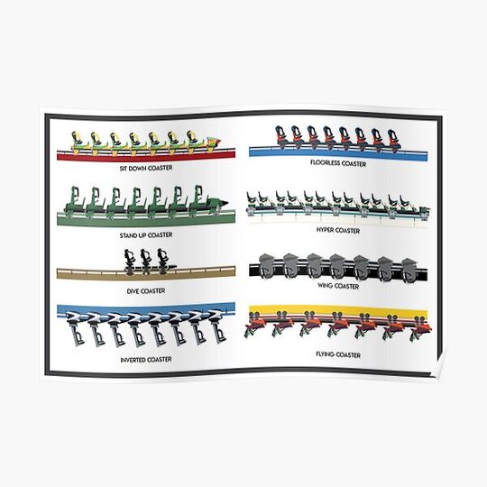 Discover Bolliger and Mabillard B&M Rollercoaster Range Design Premium Matte Vertical Poster