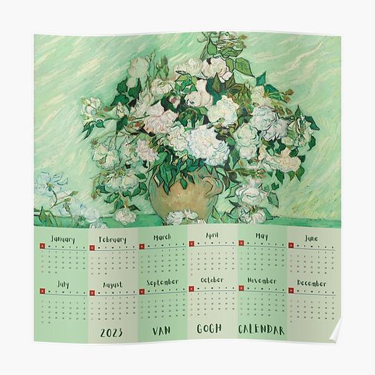 Discover van gogh calendar 2023 "Roses by Vincent Van Gogh" Premium Matte Vertical Poster