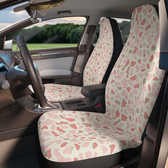 Discover Milky Strawberry Cow Pattern Set Of Two Front Car Seat Covers