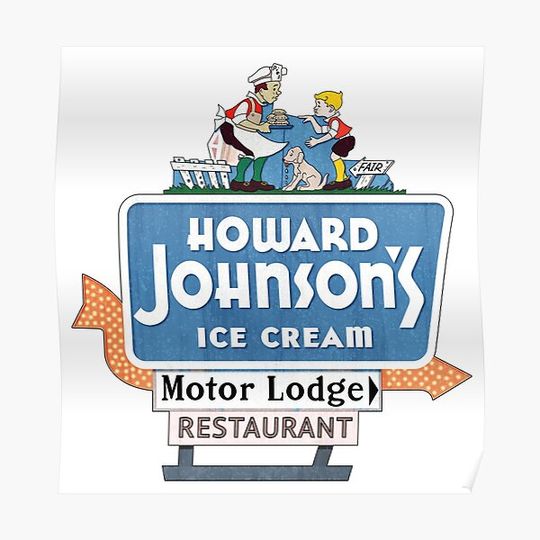 Discover Old 60s Howard Johnson's Restaurant Roadside Marquee Premium Matte Vertical Poster