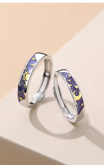 Discover Adjustable Sun and Moon Couples Ring