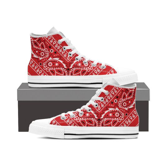 Discover Men's High-top red bandana Sneakers