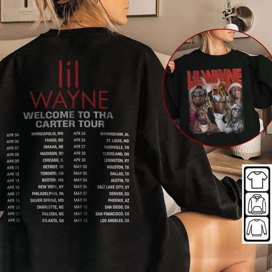 Discover Lil Wayne Welcome Tha Carter Rap Shirt Double Sided, Lil Wayne 2023 Tour Sweatshirt