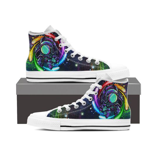 Discover Mens High-top Astronaut Sneakers Lgbtq Galaxy Space Shoes Rainbow Gay Pride Colorful Astronomy Rave Festival Edm High Top Tops Hightops Gift