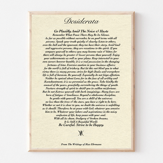 Discover Original Desiderata Poem by Max Ehrmann Premium Matte Vertical Poster
