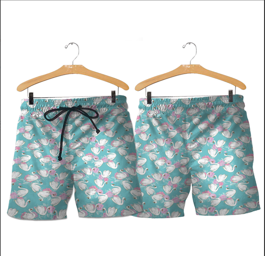 Discover Swan Shorts - Swan Pattern Swim Shorts