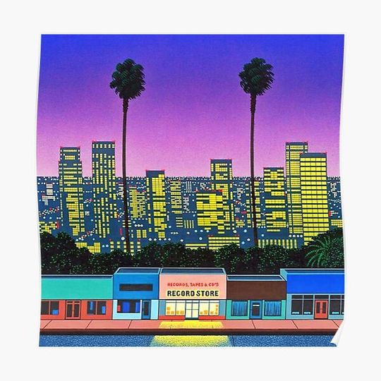Discover hiroshi nagai city at night Premium Matte Vertical Poster