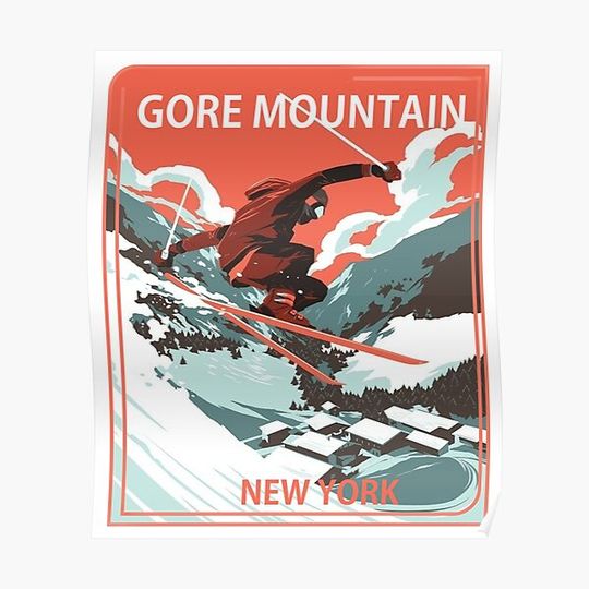 Discover Skiing In Gore Mountain New York Premium Matte Vertical Poster