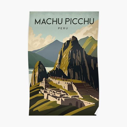 Discover Machu Picchu Peru Travel Poster Premium Matte Vertical Poster