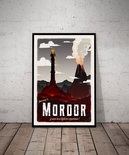 Discover Mordor Travel Poster - Lord of the Rings Vintage Travel Poster